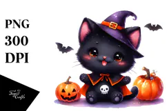 Simple Watercolor Vibrant Baby Black Cat Product Image 1