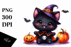 Simple Watercolor Vibrant Baby Black Cat Product Image 1