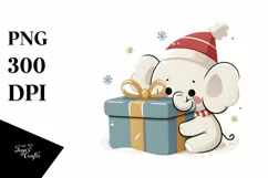 Cute Winter Elephant Clipart PNG Product Image 1