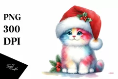 Cat in Santa Hat, Transparent PNG Product Image 1