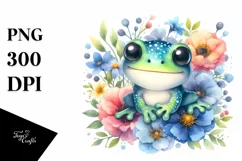 Colorful Watercolor Baby Frog Clipart Product Image 1