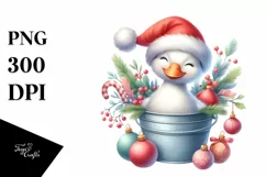 Whimsical Cute Goose Santa Hat PNG Product Image 1