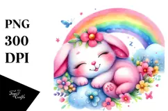 Colorful Cute Baby Bunny PNG Product Image 1