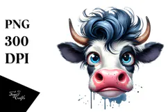 Goofy Cow with Cool Hair PNG Product Image 1