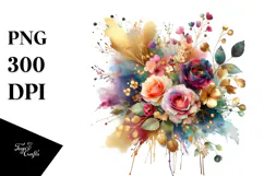 Colorful Bouquet with Gold Foil | Clipart Product Image 1