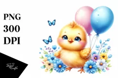 Colorful Baby Chicken Balloons Clipart Product Image 3