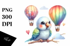 Colorful Watercolor Baby Parrot Clipart Product Image 3