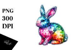 Colorful Bunny Made of Diamonds PNG Product Image 1