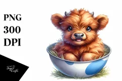 Cute Baby Highland Cow Smiling and Sitting in Pocket Product Image 3