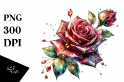 Detailed Shiny Rose Metallic Watercolor | Clipart Product Image 1