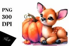 Vibrant Baby Elk with Pumpkin | Clipart Product Image 3