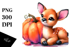 Vibrant Baby Elk with Pumpkin | Clipart Product Image 1