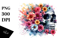 Skull made of Spring Flowers, Transparent PNG Product Image 1