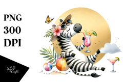 Happy Zebra in Beachwear PNG Product Image 1