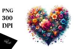 Floral Heart Digital Painting, PNG Product Image 1