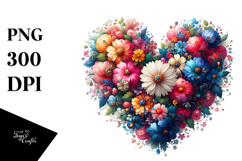 Colorful Floral Heart Digital Painting PNG Product Image 1
