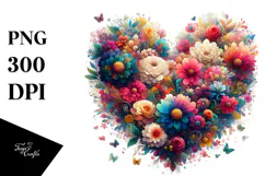 Floral Heart Digital Painting, PNG Product Image 1