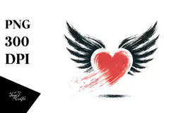 Heart with Wings Paintbrush Style, PNG Product Image 1