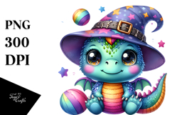 Playful Dinosaur with Wizard Hat, Creative PNG Product Image 1