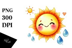 Cute Watercolor Sun PNG Product Image 1