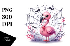 Funny Cute Flamingo with Spider Web and Vampire Fangs Product Image 1