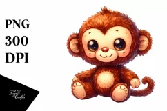 Vibrant Plush Monkey Cute Baby | Summer Sticker Clipart Product Image 1