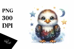 Colorful Baby Bald Eagle Moon Stars | Sublimation | Clipart Product Image 3