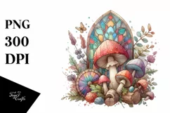 Wooden Mushroom Watercolor Splash PNG Product Image 1