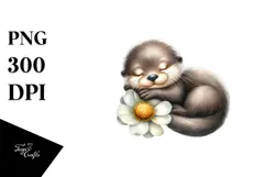 Cute Baby Otter Sleeping, Transparent PNG Product Image 1