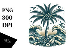 Vintage Tropical Tree Surf PNG Product Image 1