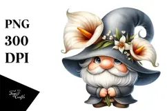 Gnome with Huge Gladiolus in Pocket, Vibrant PNG Product Image 1