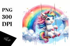 Colorful Baby Unicorn Rainbow PNG Product Image 1