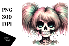 Skull Hair Power Puff Girl Haloween PNG Product Image 1