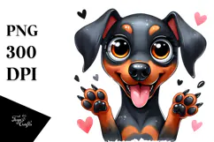 Cute Doberman Pinscher with Big Eyes PNG Product Image 1