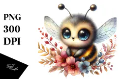 Adorable Baby Bee with Big Eyes, SEO PNG Product Image 1