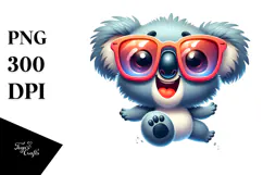 Funny Cartoon Koala with Pure Joy, Transparent PNG Product Image 1