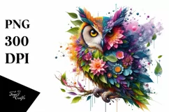 Vibrant Owl with Flowers PNG Product Image 3
