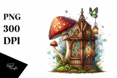 Magical Wooden Stained Mushroom PNG Product Image 1