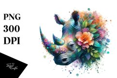 Vibrant Rhino with Flowers PNG Product Image 3