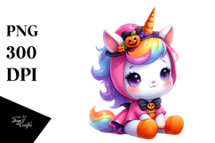 Cute Baby Unicorn, Watercolor PNG Product Image 1