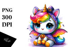 Cute Baby Unicorn, Watercolor PNG Product Image 1