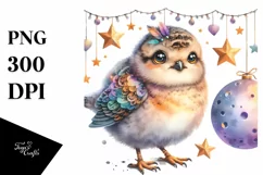 Colorful Baby Ptarmigan with Moon and Stars Product Image 3