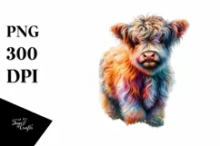 Colorful Swedish Countryside Cow PNG Product Image 1