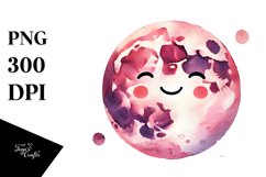 Smiling Pinkish Moon PNG Product Image 1