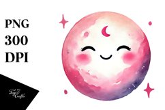 Smiling Pinkish Moon PNG Product Image 1