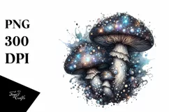 Detailed Shiny Mushroom Watercolor Splash PNG Product Image 1