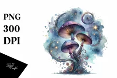 Shiny Mushroom Watercolor Splash PNG Product Image 1