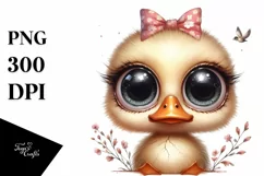 Funny Baby Duck with Big Eyes, High-Resolution PNG Product Image 1