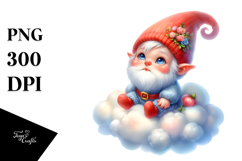 Cute Baby Gnome on Cloud, PNG Product Image 1
