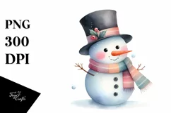 Pastel Snowman with Scarf PNG Product Image 1